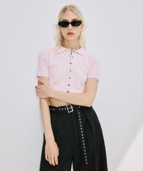 新品未使用未開封タグ付　CROP POLO KNIT CARDIGAN　pink JOSE MOON（ジョゼムーン） カーディガン CROP POLO KNIT CARDIGAN