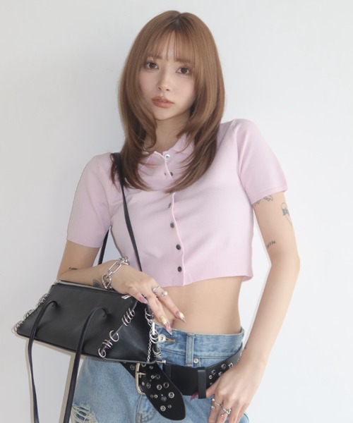 JOSE MOON（ジョゼムーン） カーディガン CROP POLO KNIT CARDIGAN