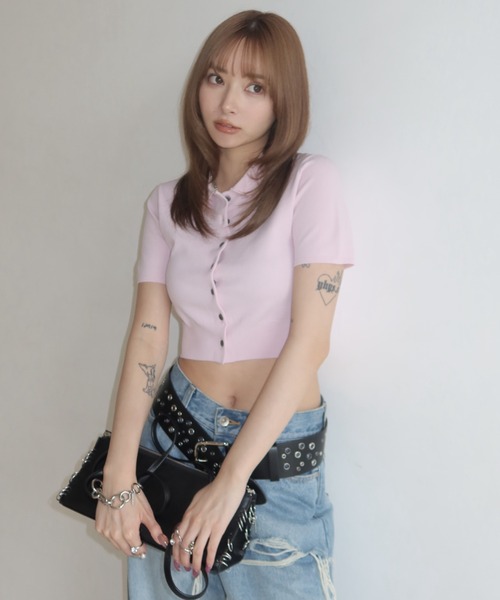 JOSE MOON（ジョゼムーン） カーディガン CROP POLO KNIT CARDIGAN