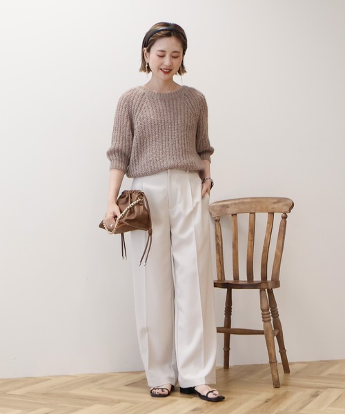 極美品ꕥ トープ モヘヤインターシャクルーニット 即完売品 人気 近年モデル 極美品ꕥ トープ モヘヤインターシャクルーニット 即完売品 人気