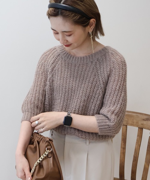 Attisetion mohair knit 半袖ニット Attisetion mohair knit 半袖ニット トップス