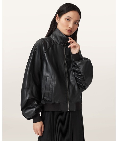 オールセインツ　ma1 ボンバージャケット ALLSAINTS ma1 ma-1 BELLE OVERSIZED LEATHER BOMBER JACKET