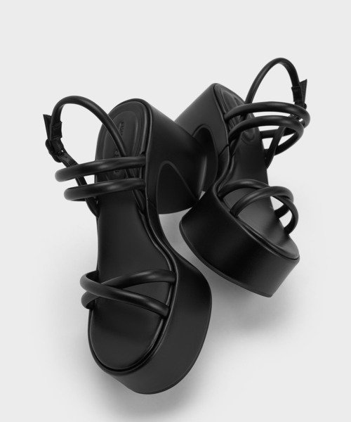 「CHARLES & KEITH」 ヒールサンダル 22.5cm ブラック レディース_画像4