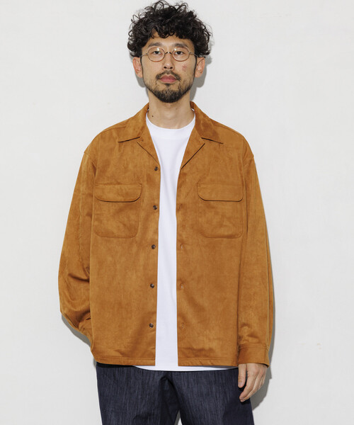 シャツ レザレッド ブラッシュド オープンカラー ロングスリーブ シャツジャケット/ LEATHERETTE SW O/C SHT メンズ | FREAK'S STORE | 22