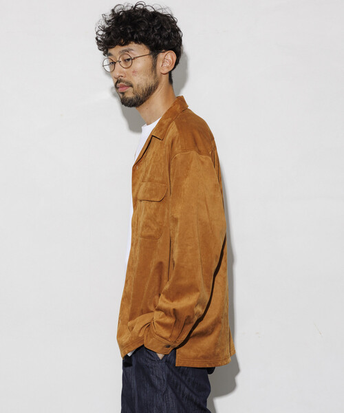 シャツ レザレッド ブラッシュド オープンカラー ロングスリーブ シャツジャケット/ LEATHERETTE SW O/C SHT メンズ | FREAK'S STORE | 20