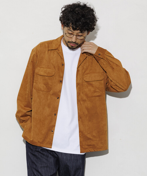 シャツ レザレッド ブラッシュド オープンカラー ロングスリーブ シャツジャケット/ LEATHERETTE SW O/C SHT メンズ | FREAK'S STORE | 18