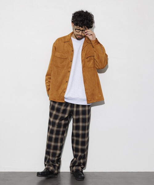 シャツ レザレッド ブラッシュド オープンカラー ロングスリーブ シャツジャケット/ LEATHERETTE SW O/C SHT メンズ | FREAK'S STORE | 14