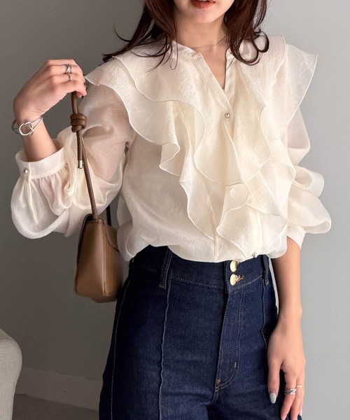 新品・未着用【yori】キーネックフリルブラウス Te chichi｜フロントフリルキーネックブラウス | Rakuten Fashion(楽天