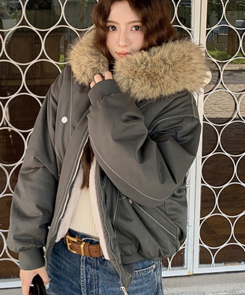 ホワイト ファー付き ミリタリージャケット ADDITION STORE ミリタリージャケット モッズコート 「再入荷