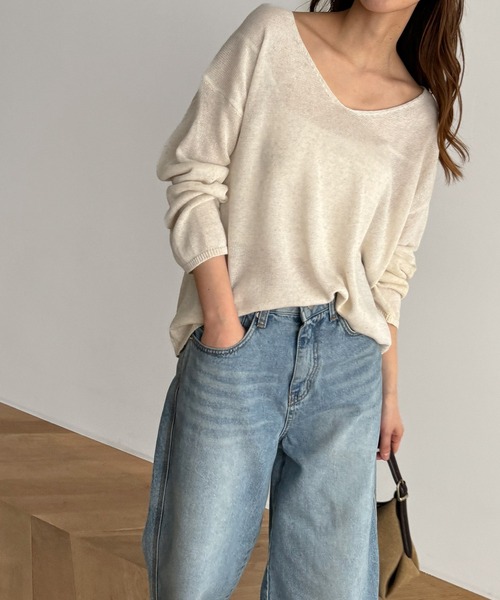 「CANAL JEAN」 長袖ニット ONE SIZE ブラック レディース_画像2