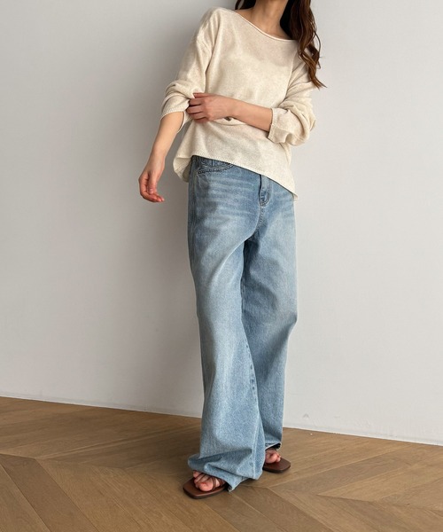 「CANAL JEAN」 長袖ニット ONE SIZE ブラック レディース_画像4