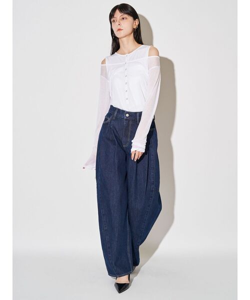 h*様 24AW✨エレンディーク　タックフォルムデニムワイドパンツ　サイズ02 ELENDEEK（エレンディーク） ジーンズ デニム デニムパンツ パネル
