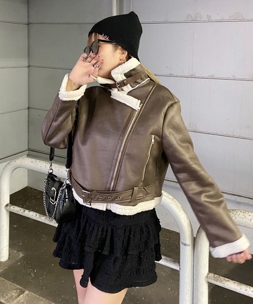 non-hedge（ノンヘッジ） レザージャケット ライダース ボアライダース