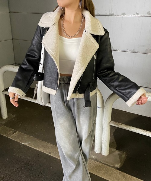 non-hedge（ノンヘッジ） レザージャケット ライダース ボアライダース