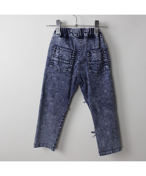 パンツ 接触冷感デニムリボンロングパンツ キッズ 子供服 女の子の画像
