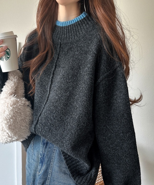 「classicalelf」 長袖ニット LARGE 杢グレー レディース_画像2