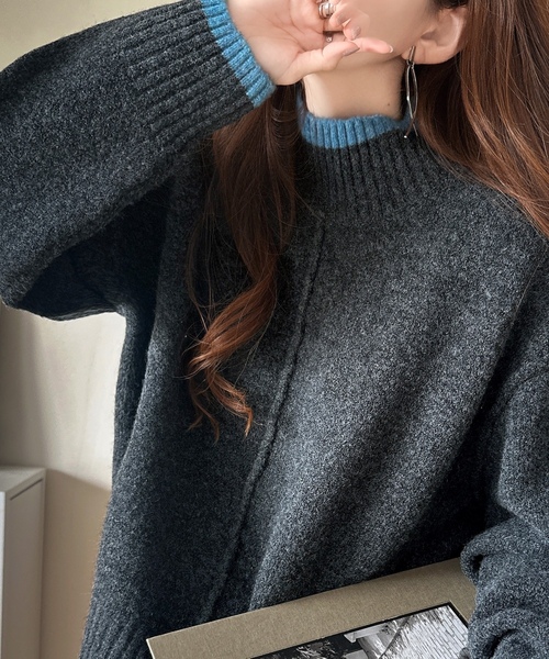 「classicalelf」 長袖ニット LARGE 杢グレー レディース_画像3