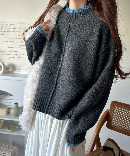 「classicalelf」 長袖ニット LARGE 杢グレー レディース_画像4