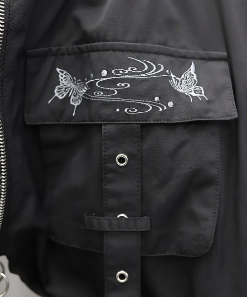 REZEN（リゼン） ミリタリージャケット モッズコート 蝶刺繍和袖