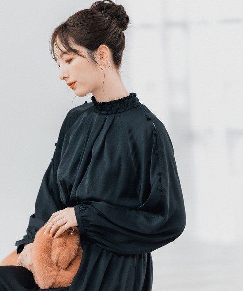 「Andemiu」 長袖ワンピース FREE ブラック レディース_画像2