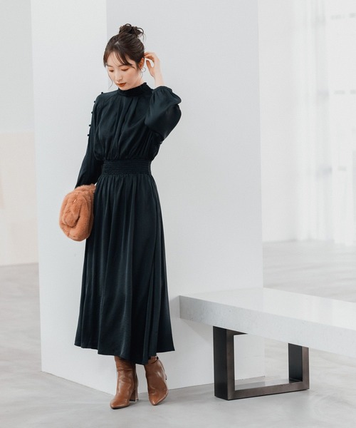 「Andemiu」 長袖ワンピース FREE ブラック レディース_画像6