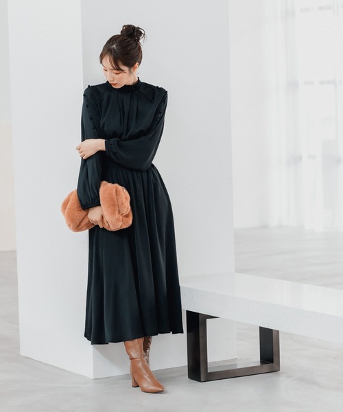 「Andemiu」 長袖ワンピース FREE ブラック レディース_画像8