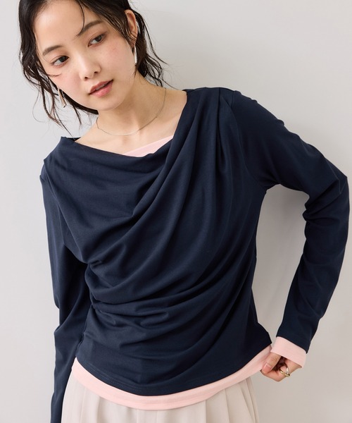 VIS（ビス） tシャツ 「WEB限定」レイヤードドレーププルオーバー