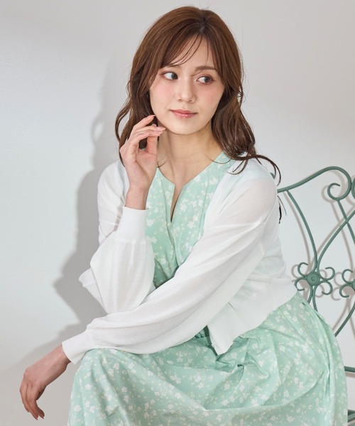 「31 Sons de mode」 ニットカーディガン フリ- ブラック レディース_画像2