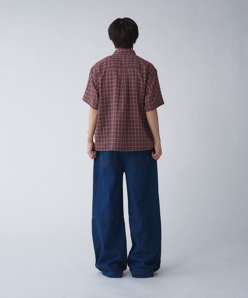「Adoon plain」 半袖シャツ LARGE ベージュ メンズ_画像4