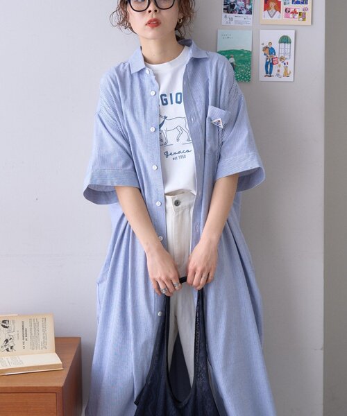 GEVACO（ゲバコ） ワンピース 「GEVACO」綿麻半袖シャツワンピース