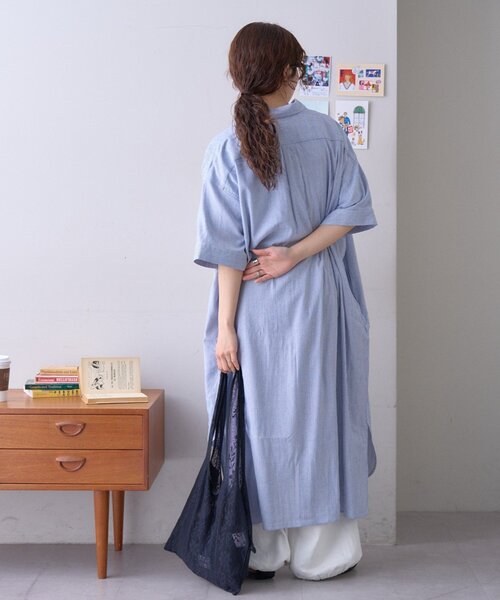 GEVACO（ゲバコ） ワンピース 「GEVACO」綿麻半袖シャツワンピース