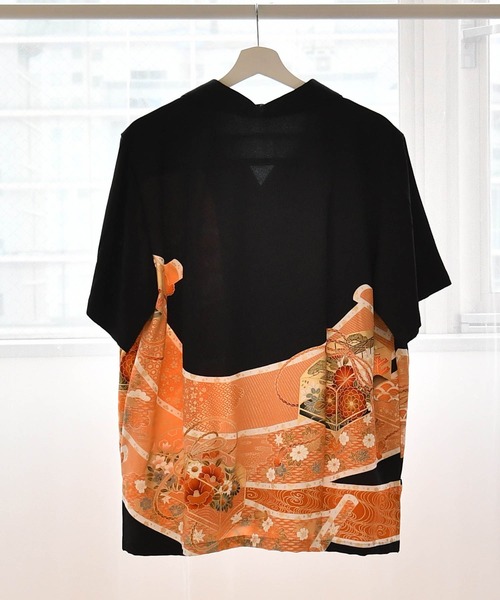 ブラウス シャツ 着物リメイク maison utatane シャツ/ブラウス 黒の金朱波 レディース メンズの画像