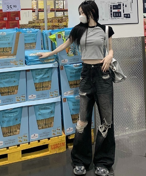 「.KOM」 デニムパンツ L ブラック レディース_画像2