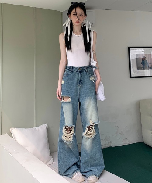 「.KOM」 デニムパンツ L ブラック レディース_画像4