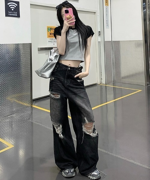 「.KOM」 デニムパンツ L ブラック レディース_画像5
