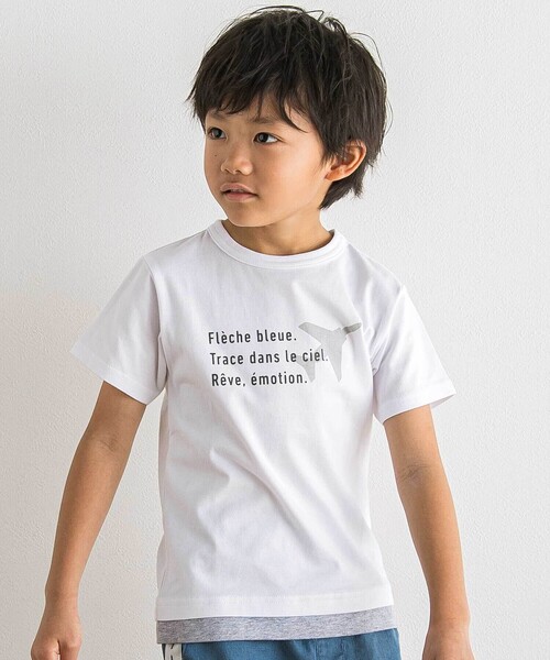 tシャツ 「ブルーインパルス」スモーク飛行プリント天竺半袖Tシャツ(90~140cm) キッズ 子供服 男の子の画像