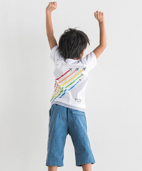 tシャツ 「ブルーインパルス」スモーク飛行プリント天竺半袖Tシャツ(90~140cm) キッズ 子供服 男の子の画像