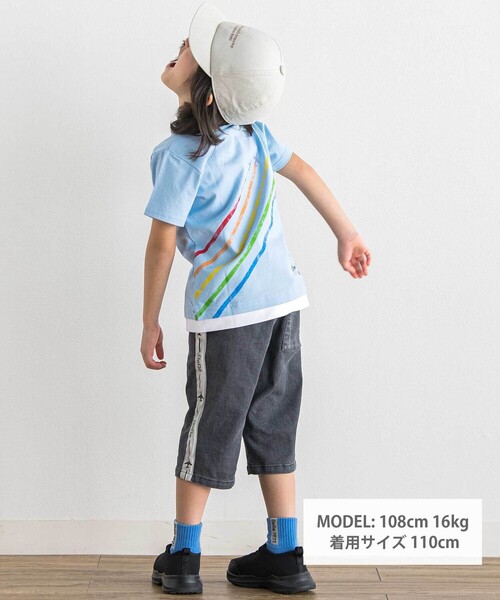 tシャツ 「ブルーインパルス」スモーク飛行プリント天竺半袖Tシャツ(90~140cm) キッズ 子供服 男の子の画像