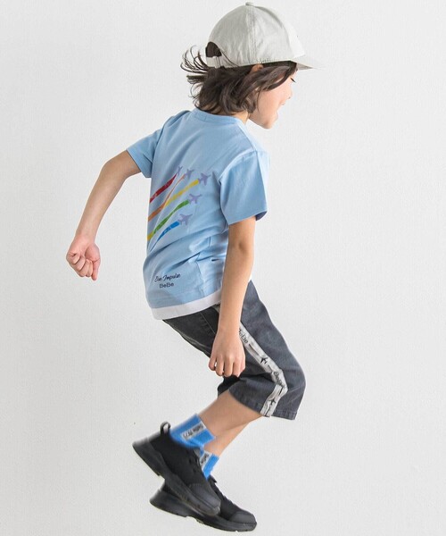tシャツ 「ブルーインパルス」スモーク飛行プリント天竺半袖Tシャツ(90~140cm) キッズ 子供服 男の子の画像