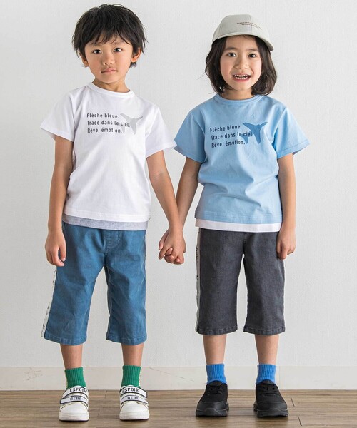 tシャツ 「ブルーインパルス」スモーク飛行プリント天竺半袖Tシャツ(90~140cm) キッズ 子供服 男の子の画像