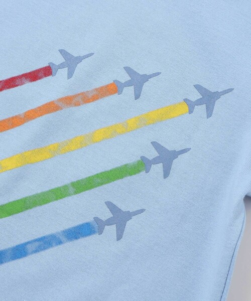 tシャツ 「ブルーインパルス」スモーク飛行プリント天竺半袖Tシャツ(90~140cm) キッズ 子供服 男の子の画像