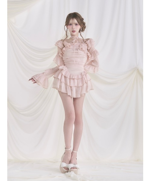Darich（ダーリッチ） ワンピース グロッシーフリルホルターミニ