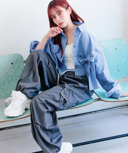 「OLIVE des OLIVE」 長袖シャツ FREE ブルー レディース_画像8