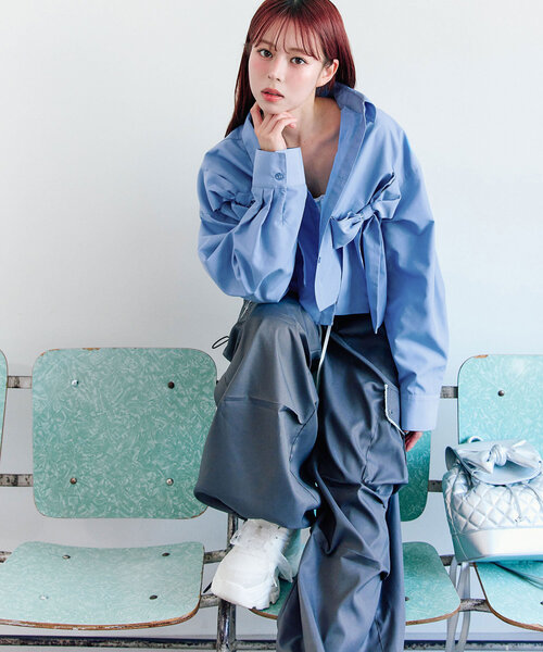「OLIVE des OLIVE」 長袖シャツ FREE ブルー レディース_画像9