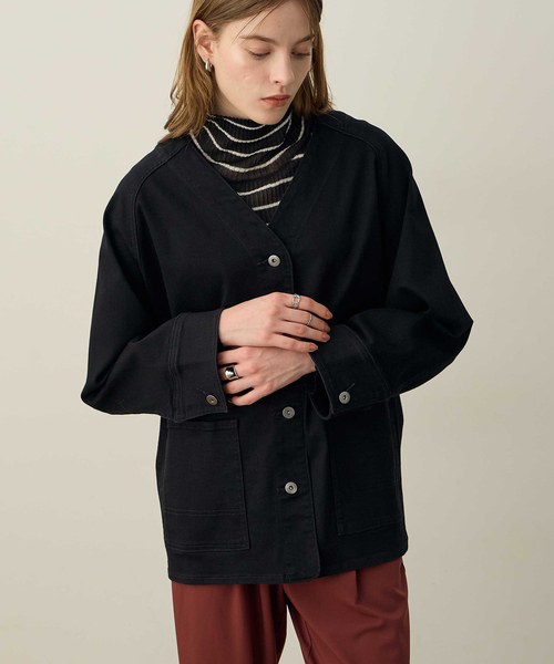 「LE SOUK HOLIDAY」 デニムジャケット M ネイビー レディース_画像3