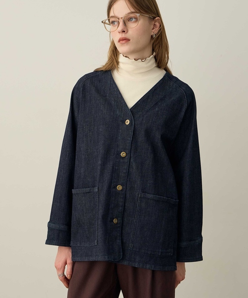 「LE SOUK HOLIDAY」 デニムジャケット M ネイビー レディース_画像8