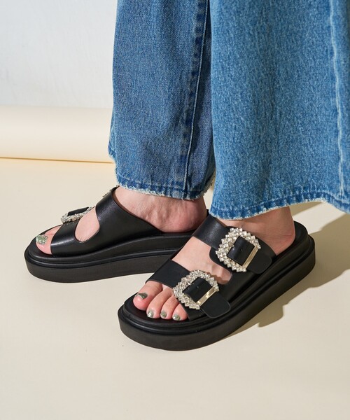「FREAK'S STORE」 フラットサンダル 24.5cm ナチュラル レディース_画像2