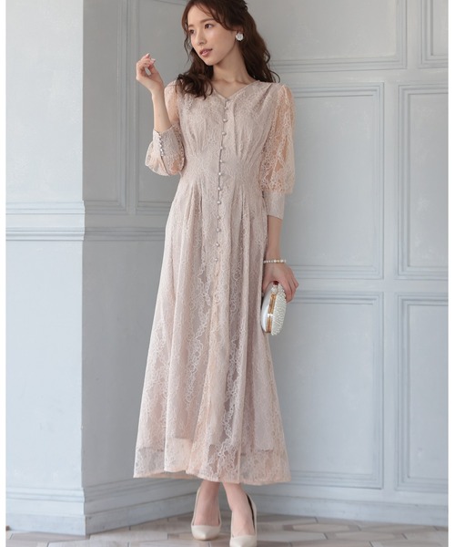 「PREFERIR」 7分袖ワンピース MEDIUM ベージュ レディース_画像2