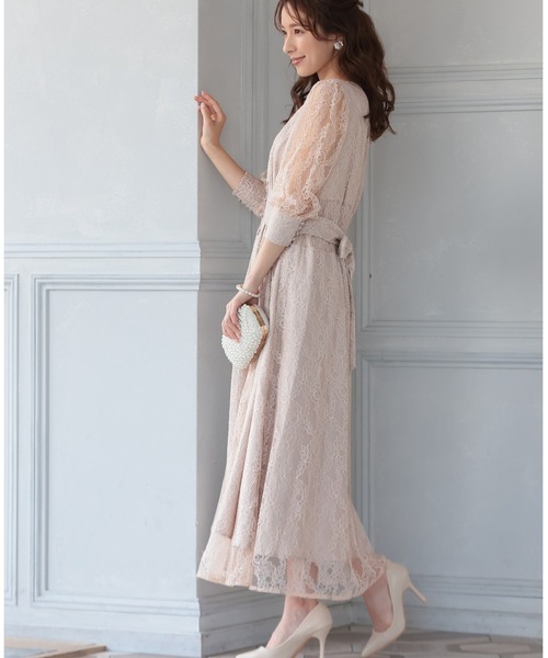 「PREFERIR」 7分袖ワンピース MEDIUM ベージュ レディース_画像3
