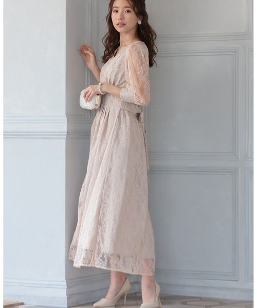 「PREFERIR」 7分袖ワンピース MEDIUM ベージュ レディース_画像4